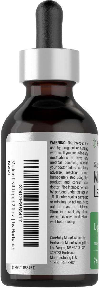 Horbäach Mullein Leaf Extract Drops – Alcohol Free, 2 fl oz | Vegetarian, Non-GMO & Gluten Free