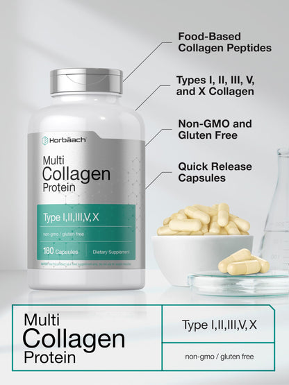 Horbäach Multi Collagen Protein 2000 mg | 180 Caps | Keto & Paleo