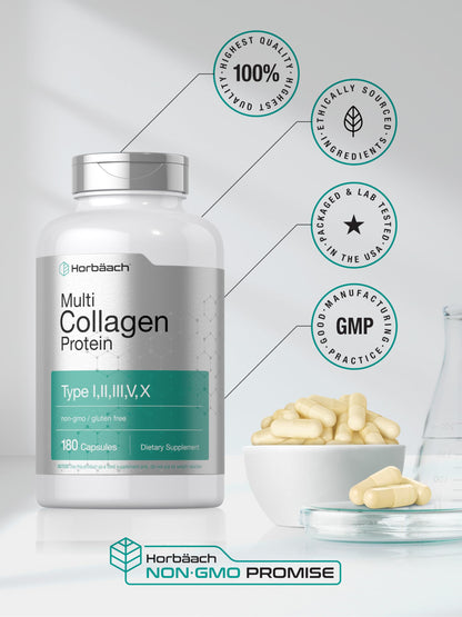 Horbäach Multi Collagen Protein 2000 mg | 180 Caps | Keto & Paleo