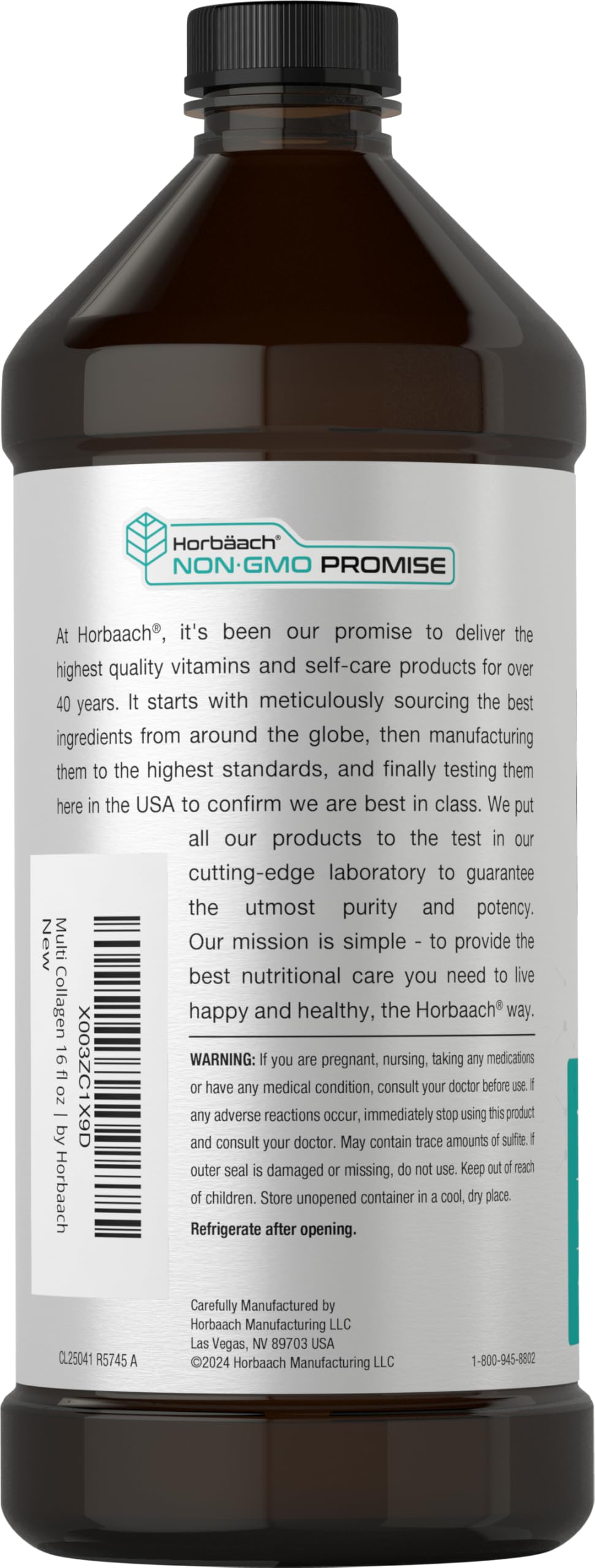 Horbaach Multi Collagen Protein – 16 fl oz Fruit Flavor, Liquid Collagen Peptides (Type I–X), Non-GMO & Gluten Free
