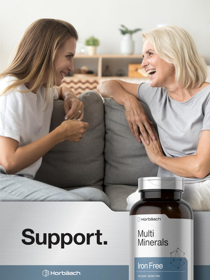 Horbäach Multi Minerals Supplement – 250 Capsules, Iron Free, Non-GMO & Gluten Free
