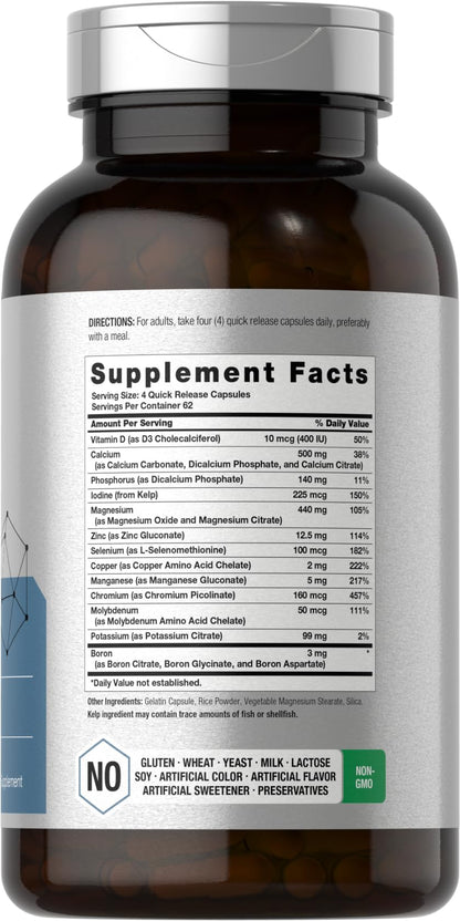Horbäach Multi Minerals Supplement – 250 Capsules, Iron Free, Non-GMO & Gluten Free