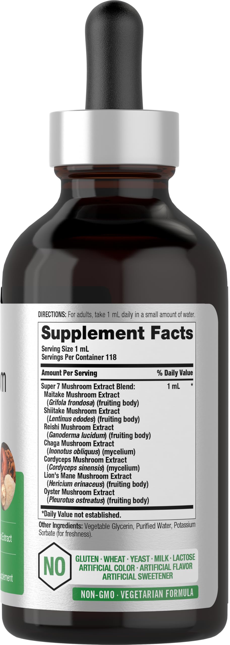 Horbäach Mushroom Complex – 4 Fl Oz Liquid Drops | Lion's Mane, Reishi, Shiitake & More – Vegetarian, Non-GMO