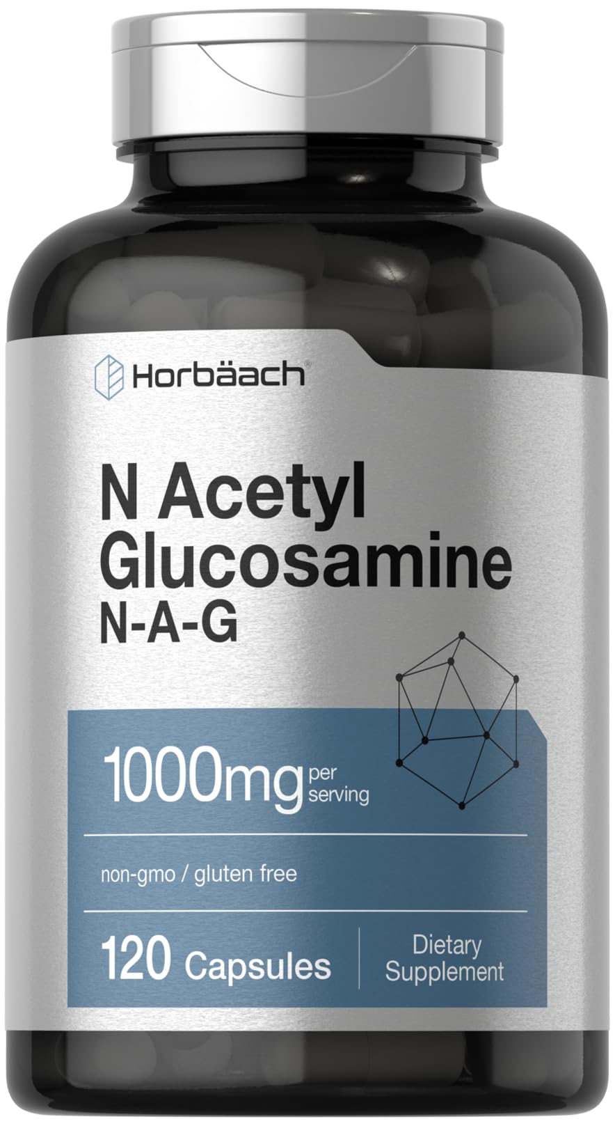 Horbaach N-Acetyl Glucosamine 1000 mg - 120 Capsules | NAG Supplement - Non-GMO & Gluten Free
