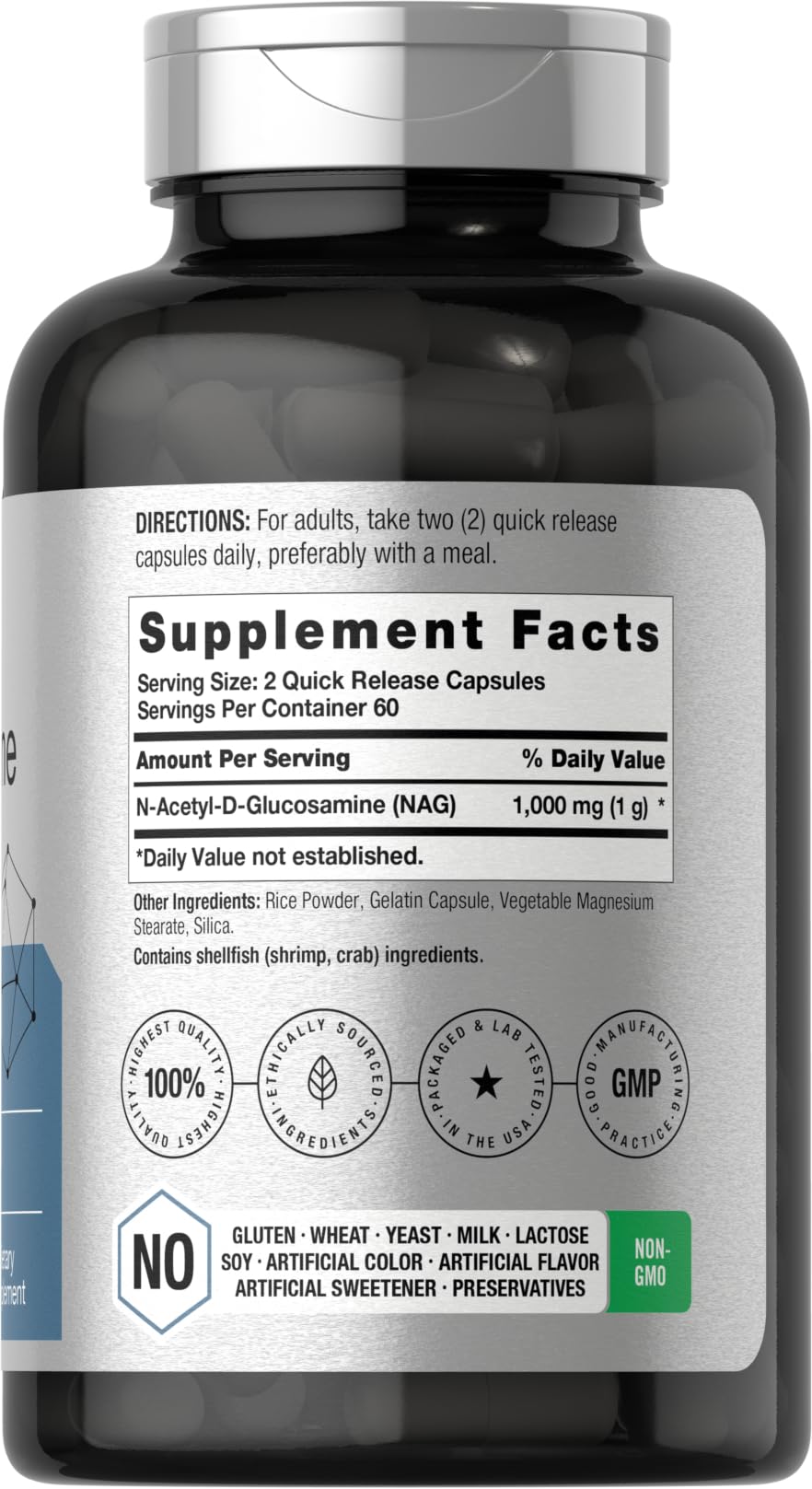 Horbaach N-Acetyl Glucosamine 1000 mg - 120 Capsules | NAG Supplement - Non-GMO & Gluten Free