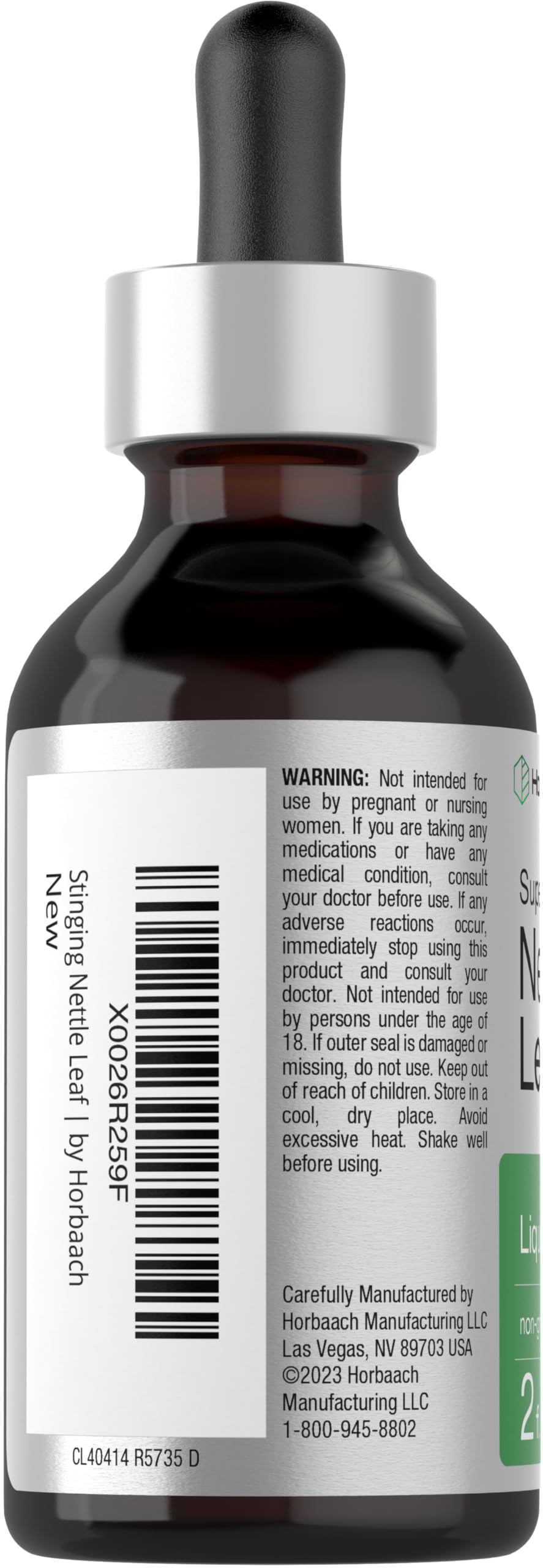 Horbäach Nettle Leaf Extract Drops – 2 oz, Alcohol-Free, Non-GMO
