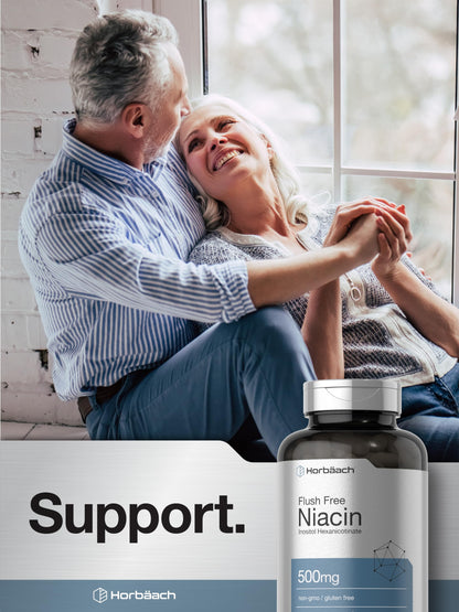 Horbaach Niacin 500mg – 70 Capsules – Flush Free (Inositol Hexanicotinate) – Non-GMO & Gluten Free