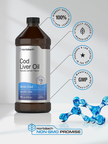 Horbäach Arctic Cod Liver Oil with EPA/DHA - 2 x 16 oz Lemon