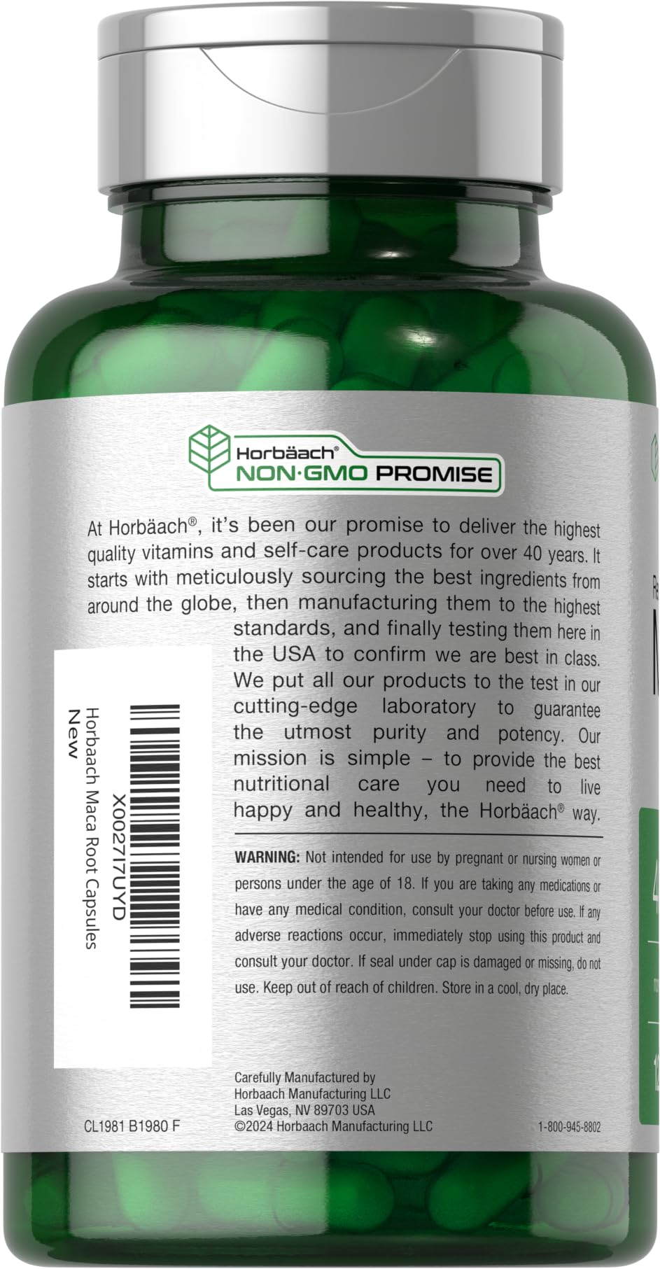 Horbäach Maca Root Capsules for Men and Women | 120 Pills | High Potency Extract | Non-GMO and Gluten Free Formula (Pack of 2)