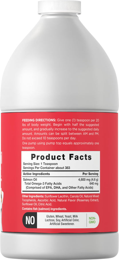 Horbaach Norwegian Salmon Oil for Dogs (64oz) - Supports Healthy Skin & Coat - Omega-3 EPA & DHA - Non-GMO, Gluten Free