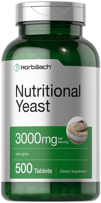 Horbaach Nutritional Yeast Tablets 3000mg – 500 Count | B12, B1, B2 & Niacin | Non-GMO & Gluten Free