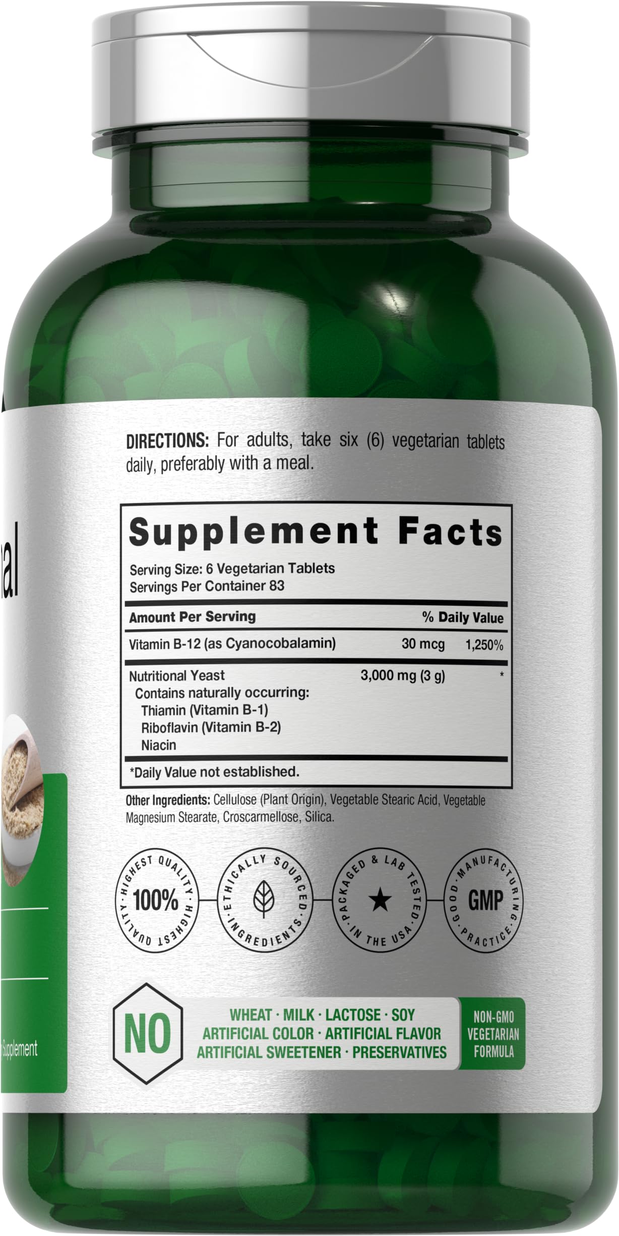Horbaach Nutritional Yeast Tablets 3000mg – 500 Count | B12, B1, B2 & Niacin | Non-GMO & Gluten Free