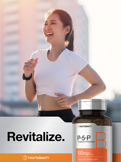 Horbäach P5P Activated Vitamin B6 100mg | 120 Tablets | Vegetarian, Non-GMO, Gluten Free | Pyridoxal 5 Phosphate