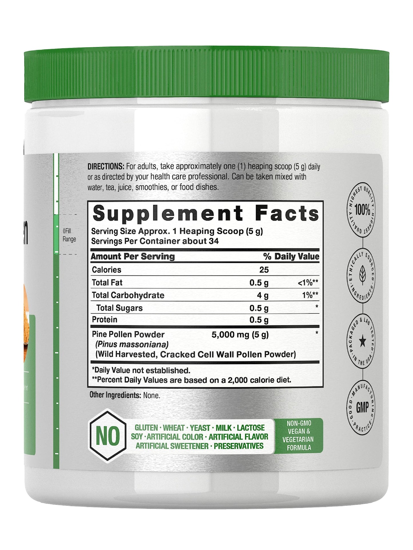 Horbäach Pine Pollen Powder - 6 oz | Nature's Superfood | Non-GMO, Vegetarian, Gluten Free