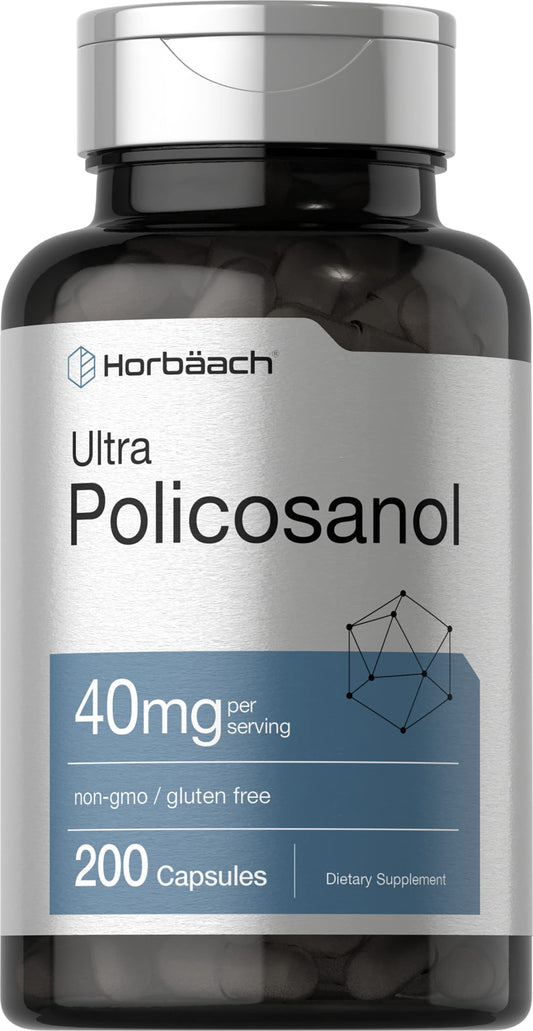 Horbäach Policosanol 40mg | 200 Capsules | Non-GMO & Gluten Free Supplement BritishVita | Premium UK Vitamins & Wellness Supplements