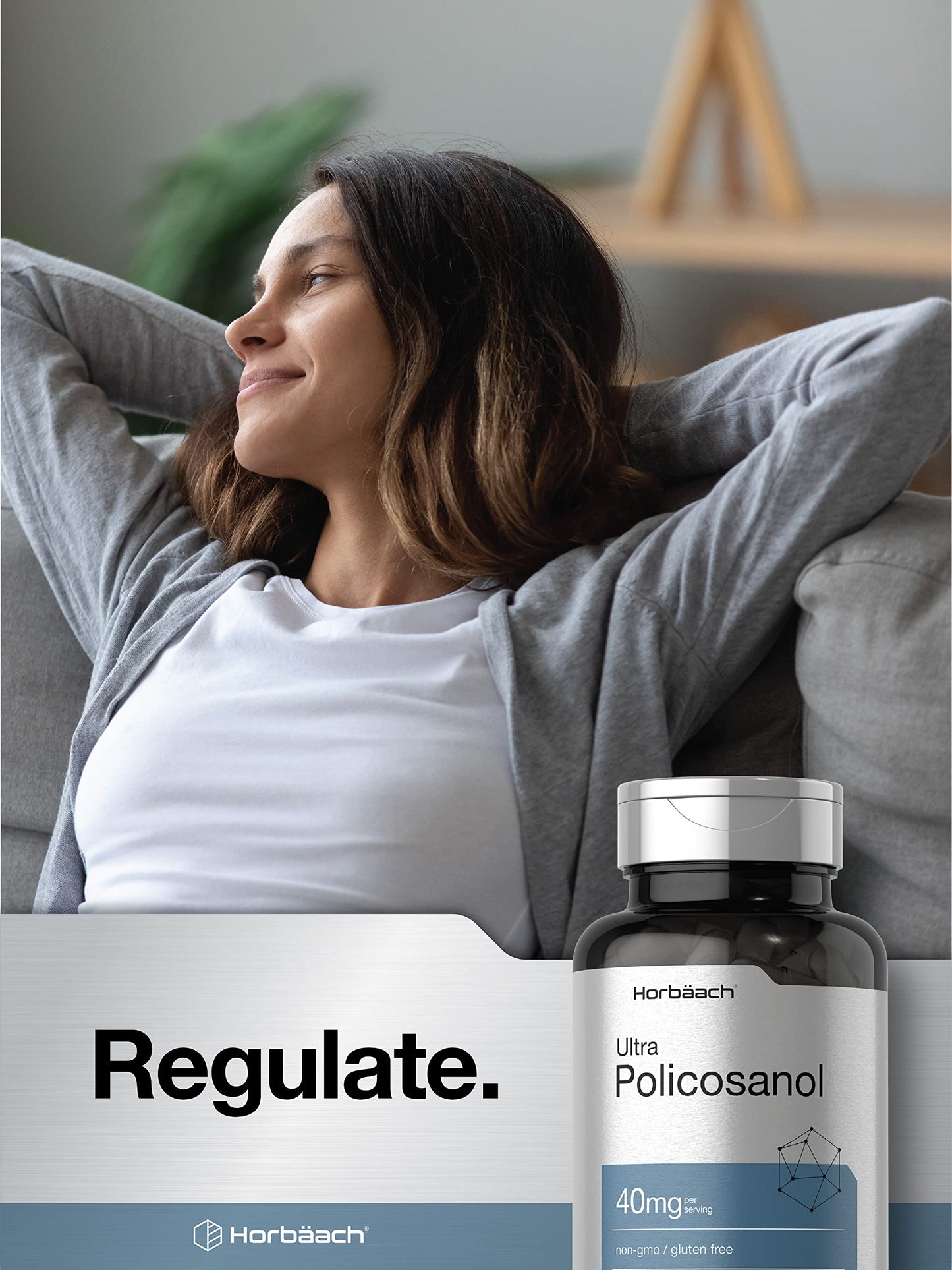 Horbäach Policosanol 40mg | 200 Capsules | Non-GMO & Gluten Free Supplement