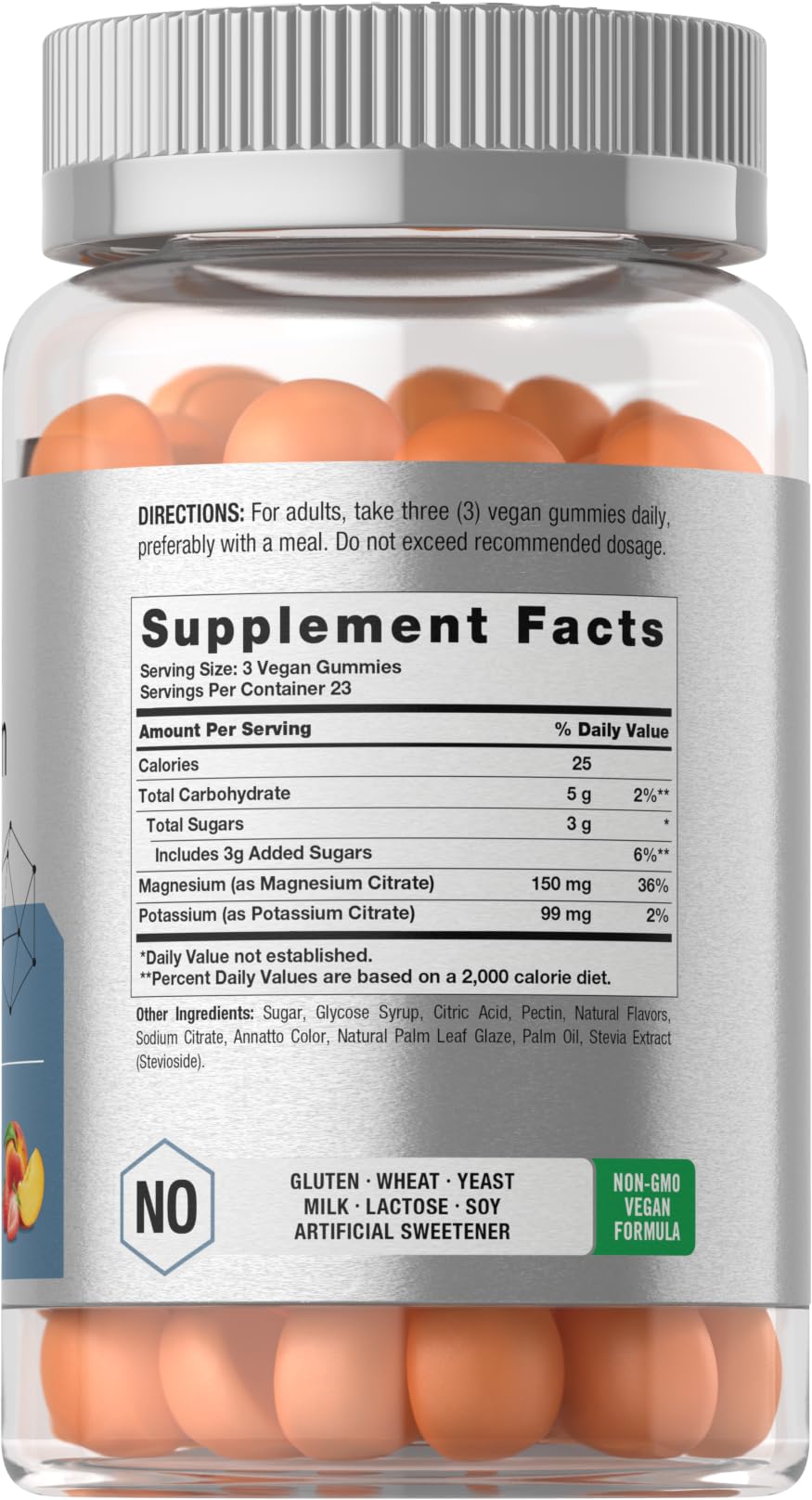 Horbäach Potassium Magnesium Gummies – Peach Strawberry | 70 Count | Vegan, Non-GMO, Gluten Free