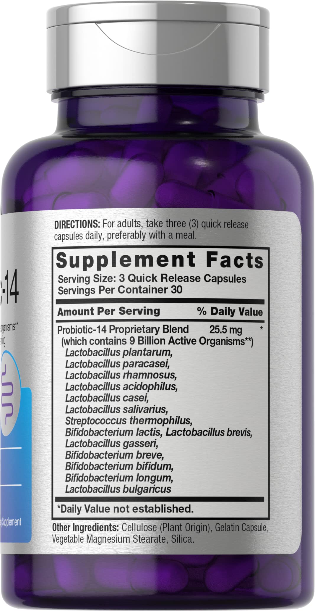 Horbäach Probiotics for Women & Men | 14 Strains for Digestive Health | 9 Billion CFU | 90 Capsules | Non-GMO & Gluten Free Supplement