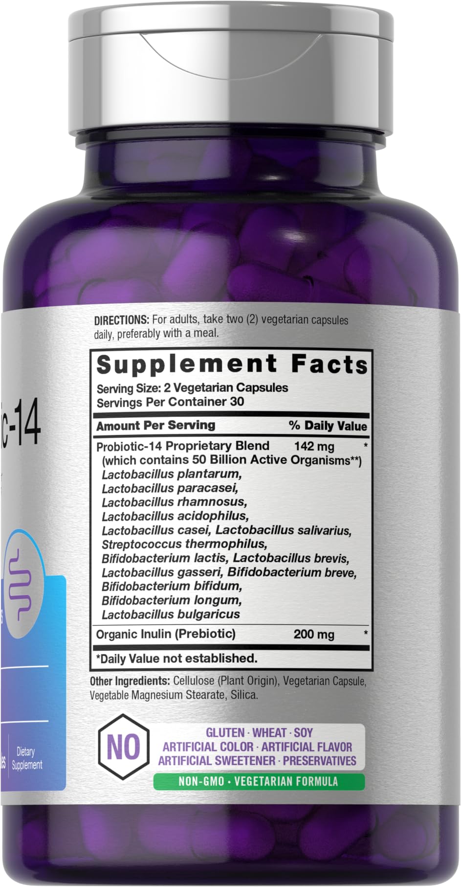 Horbaach Probiotics for Women and Men – 60 Capsules | 50 Billion Active Organisms | 14 Strains + Prebiotic | Non-GMO & Gluten Free
