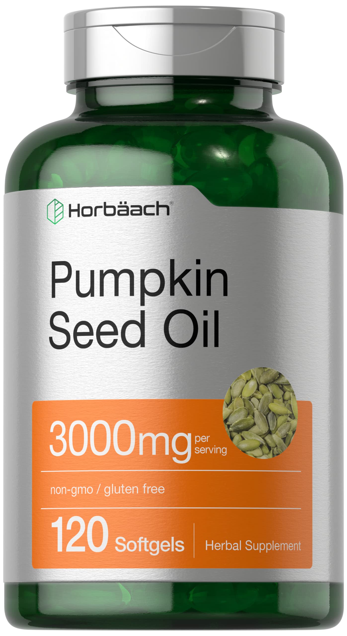 Horbäach Pumpkin Seed Oil 3000mg - 120 Softgels | Cold Pressed, Non-GMO & Gluten Free