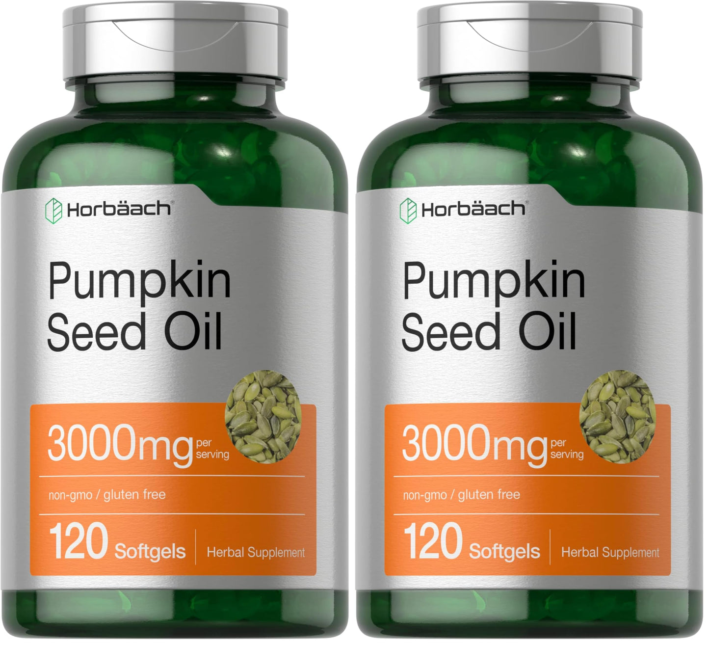 Horbäach Pumpkin Seed Oil 3000mg | 120 Softgels | Cold Pressed | Pack of 2