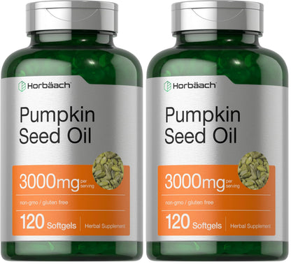Horbäach Pumpkin Seed Oil 3000mg | 120 Softgels | Cold Pressed | Pack of 2
