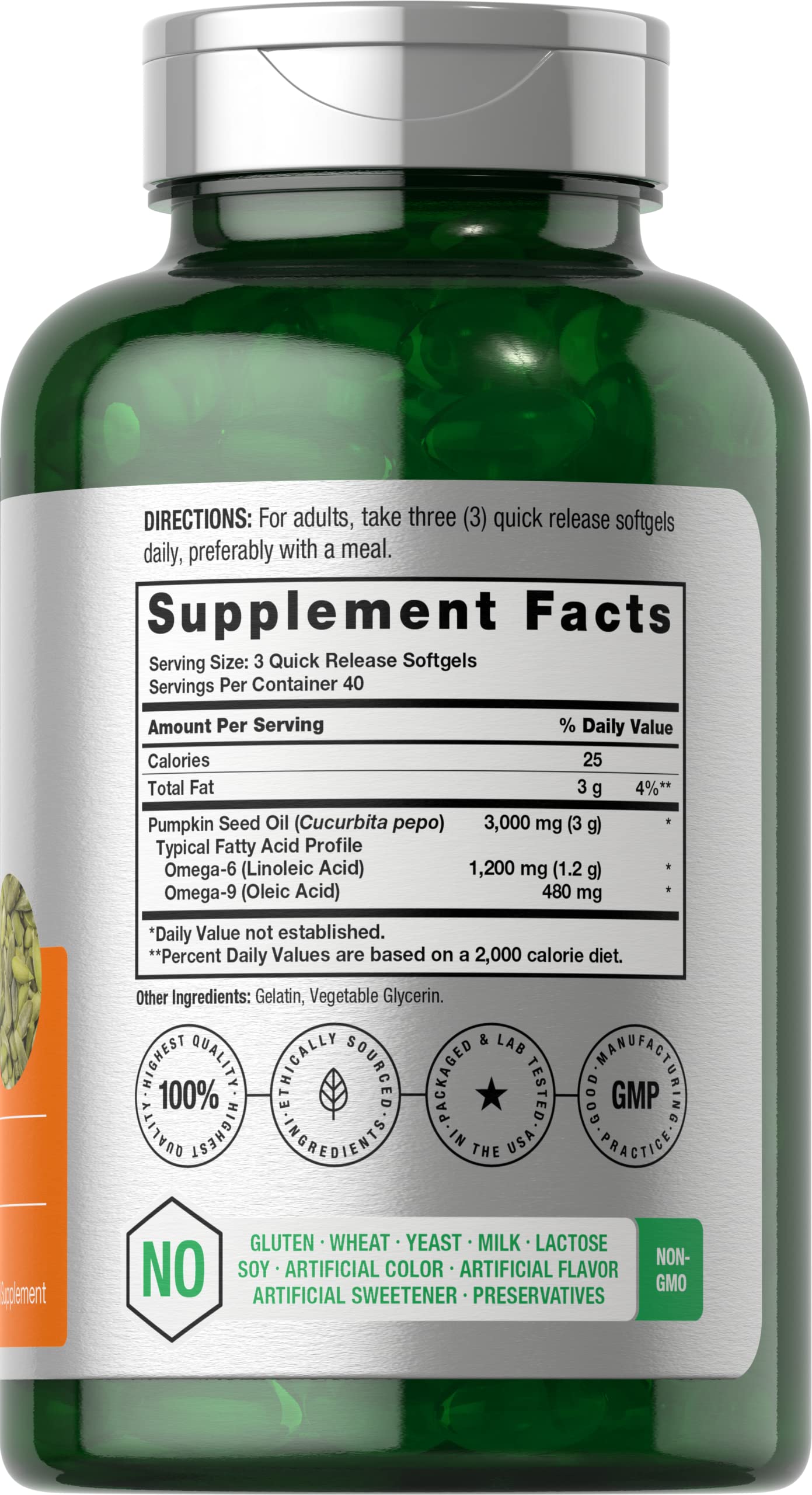 Horbäach Pumpkin Seed Oil 3000mg | 120 Softgels | Cold Pressed | Pack of 2