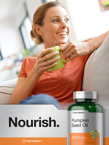 Horbäach Pumpkin Seed Oil 3000mg - 120 Softgels | Cold Pressed, Non-GMO & Gluten Free