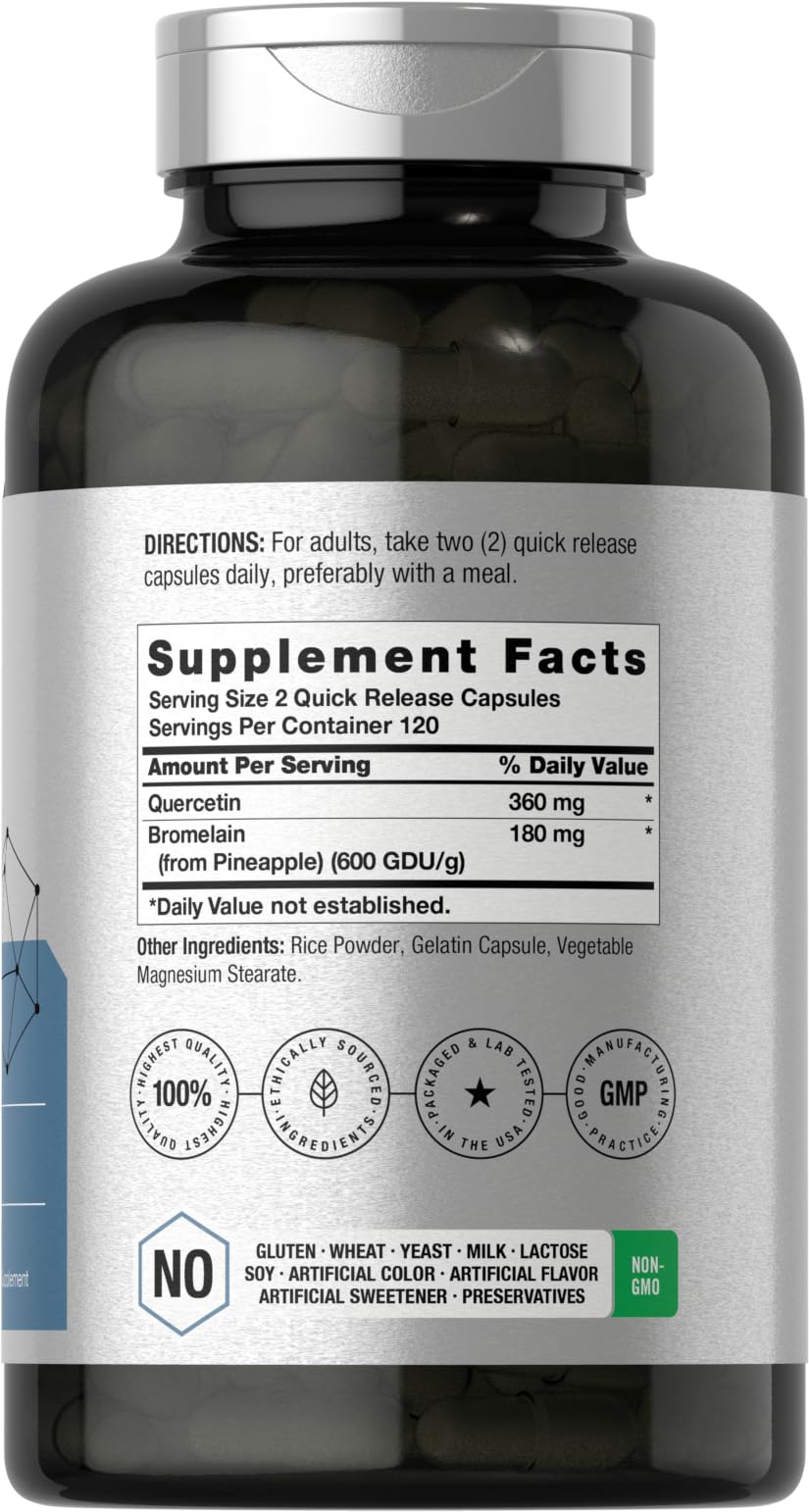 Horbäach Quercetin with Bromelain - 240 Capsules | Non-GMO, Gluten Free
