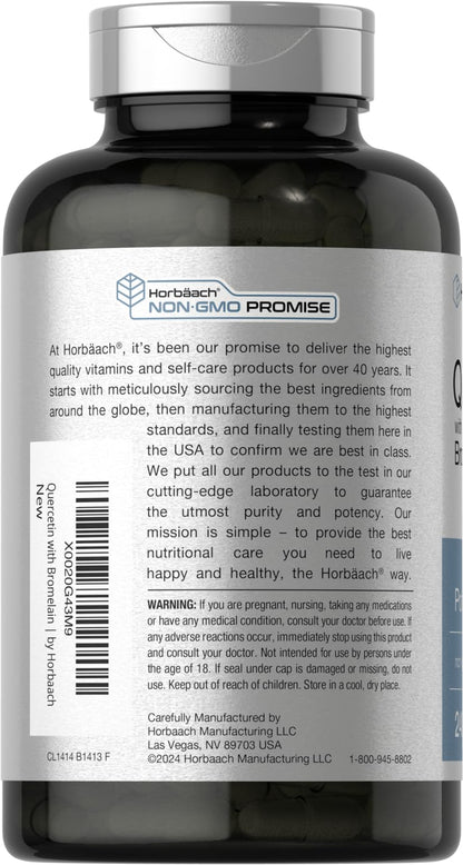 Horbäach Quercetin with Bromelain - 240 Capsules | Non-GMO, Gluten Free