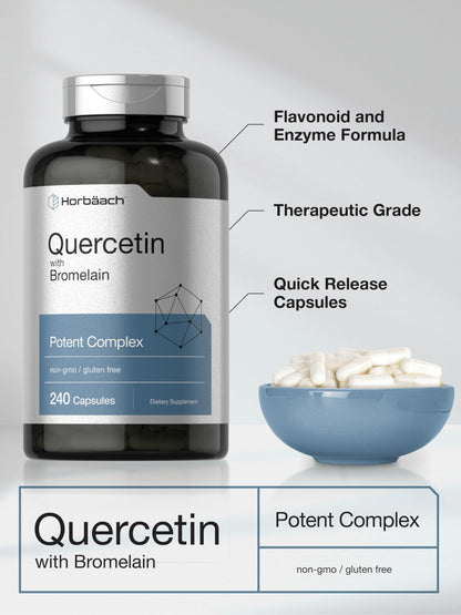 Horbäach Quercetin with Bromelain - 240 Capsules | Non-GMO, Gluten Free