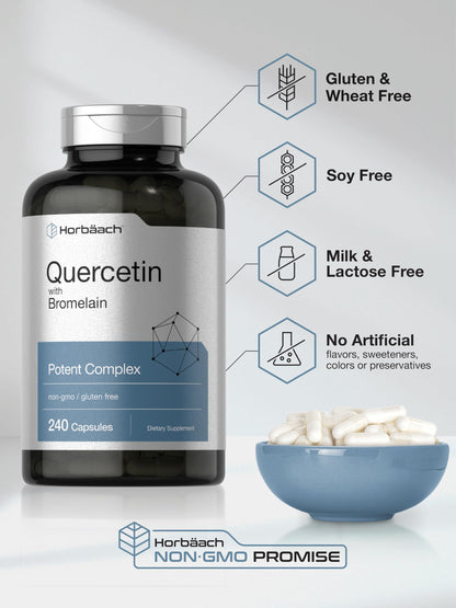 Horbäach Quercetin with Bromelain - 240 Capsules | Non-GMO, Gluten Free