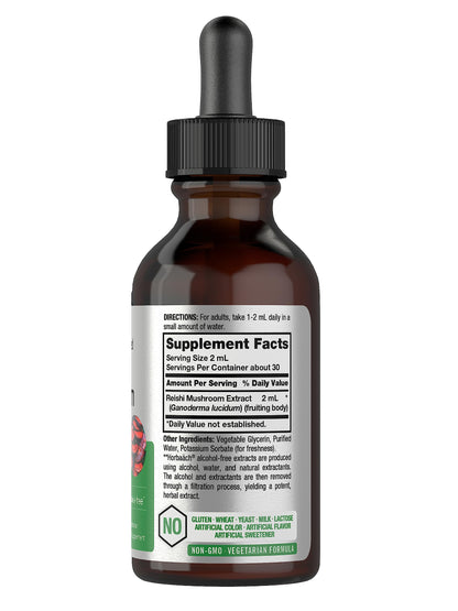 Horbäach Reishi Mushroom Extract Tincture – 2 Oz | Ganoderma Lucidum | Vegetarian, Alcohol Free, Non-GMO, Gluten Free