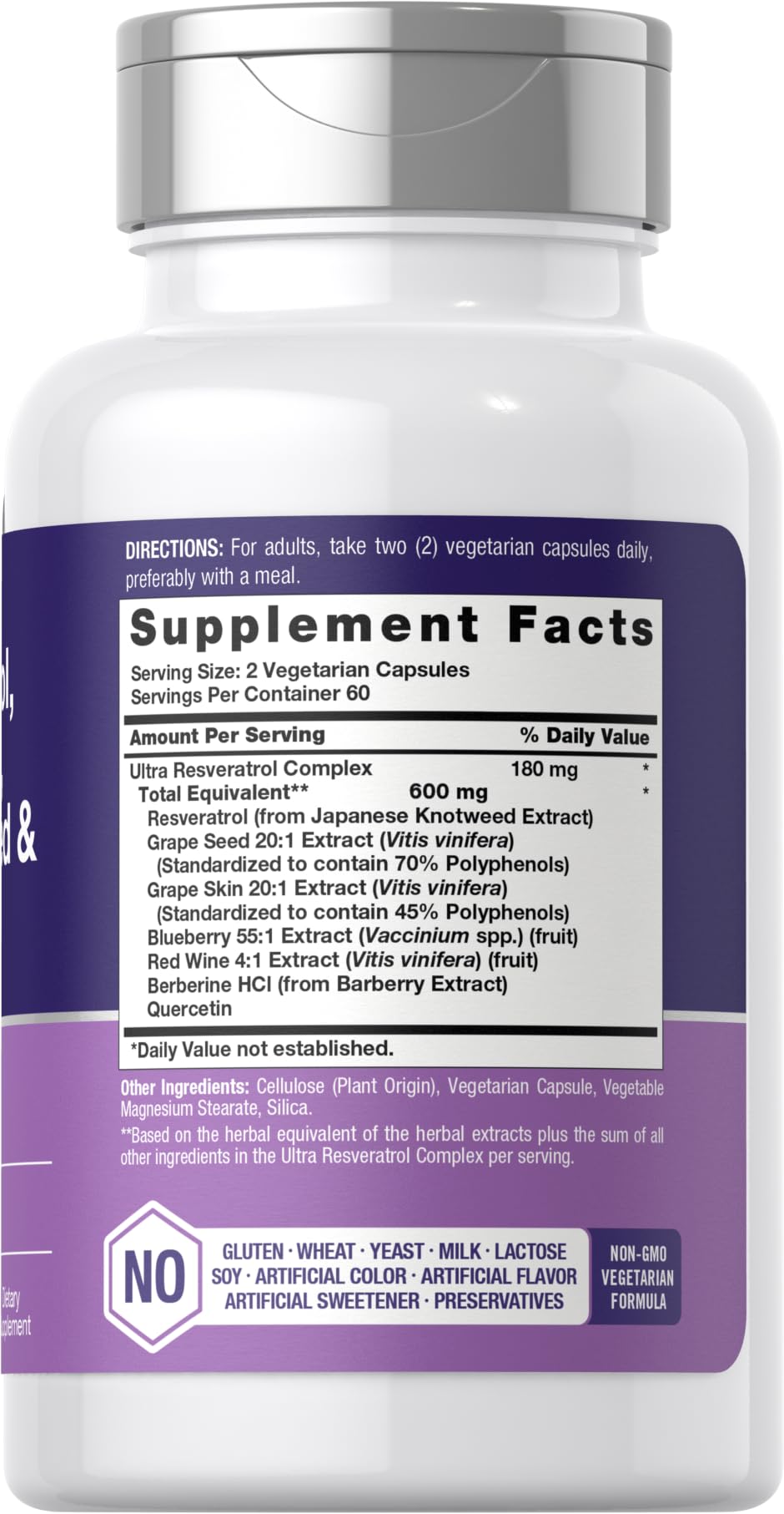 Horbäach Resveratrol Berberine Grape Seed & Quercetin – 120 Capsules | Non-GMO, Gluten Free