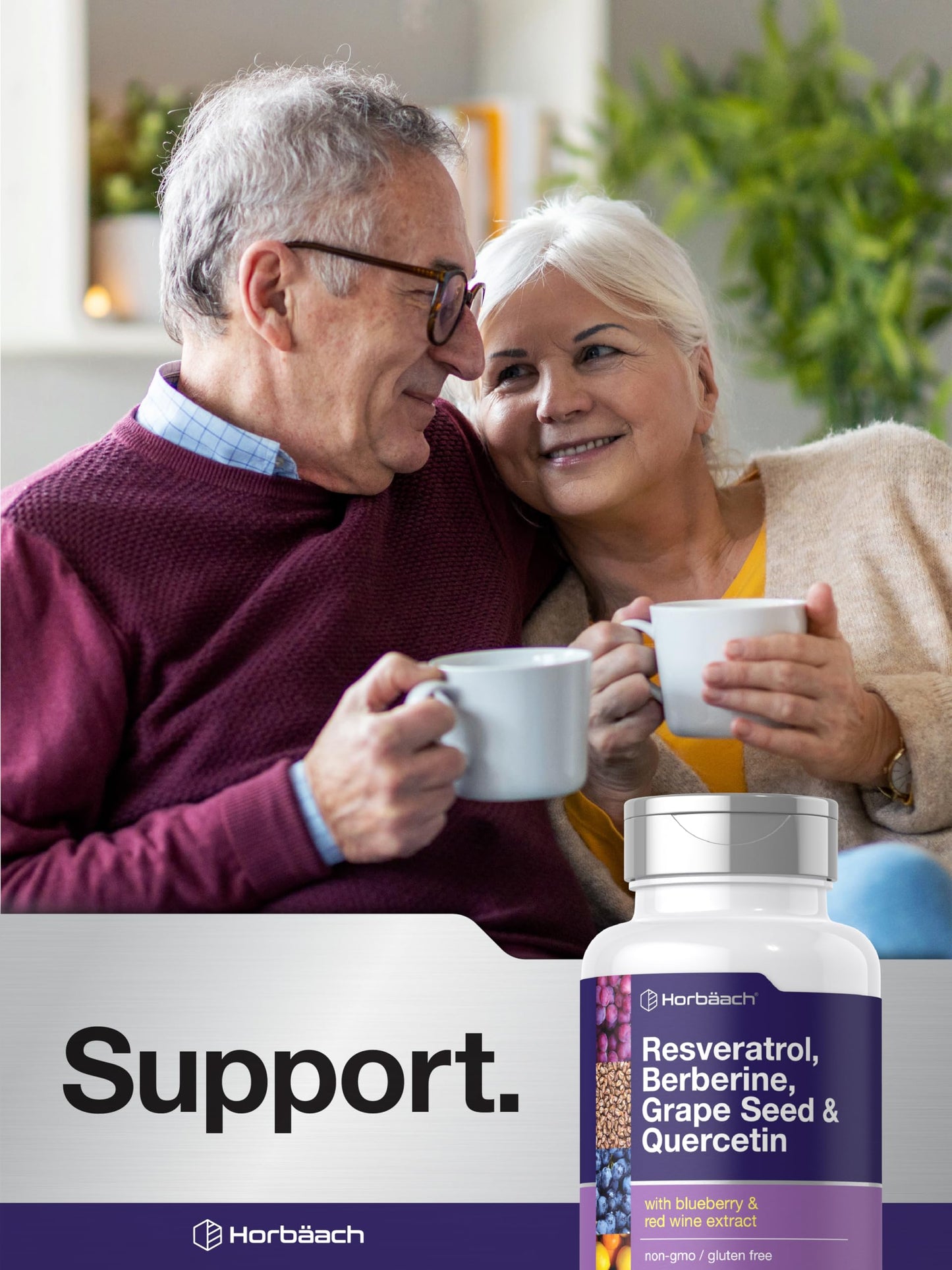 Horbäach Resveratrol Berberine Grape Seed & Quercetin – 120 Capsules | Non-GMO, Gluten Free