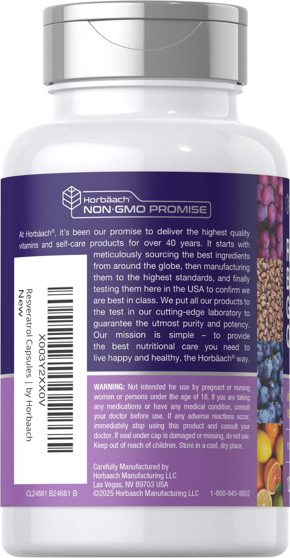 Horbäach Resveratrol Berberine Grape Seed & Quercetin – 120 Capsules | Non-GMO, Gluten Free