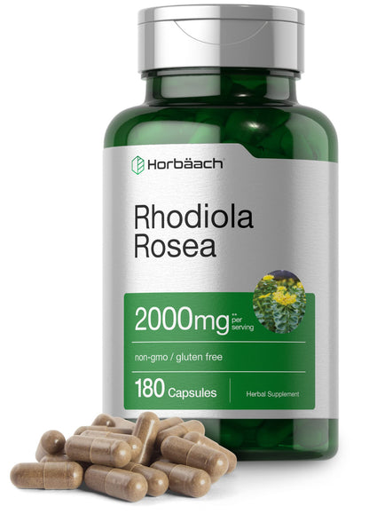 Horbäach Rhodiola Rosea Capsules 2000mg – 180 Count | Non-GMO, Gluten Free
