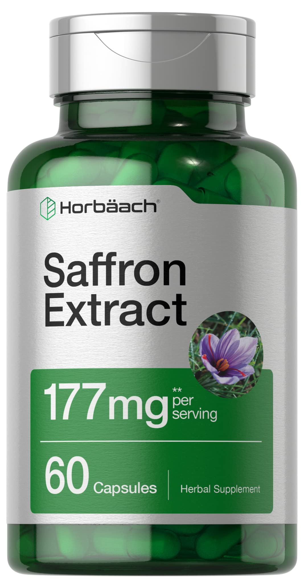 Horbaach Saffron Extract Capsules | 177 mg per Serving | 60 Pills | Non-GMO, Gluten Free