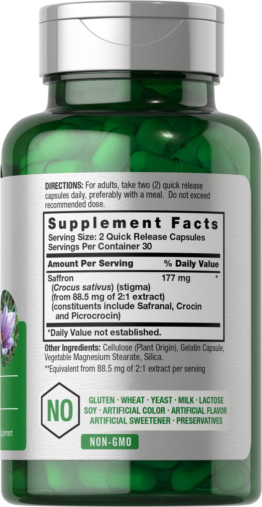 Horbaach Saffron Extract Capsules | 177 mg per Serving | 60 Pills | Non-GMO, Gluten Free