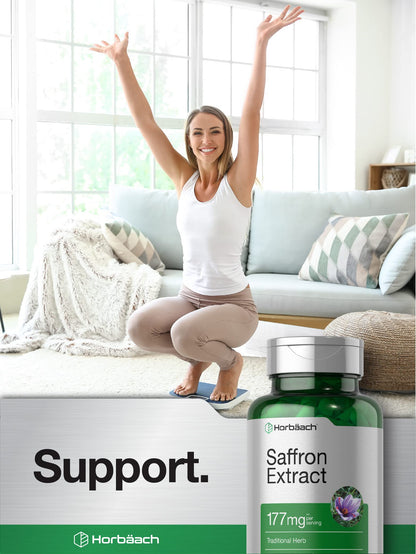 Horbaach Saffron Extract Capsules | 177 mg per Serving | 60 Pills | Non-GMO, Gluten Free