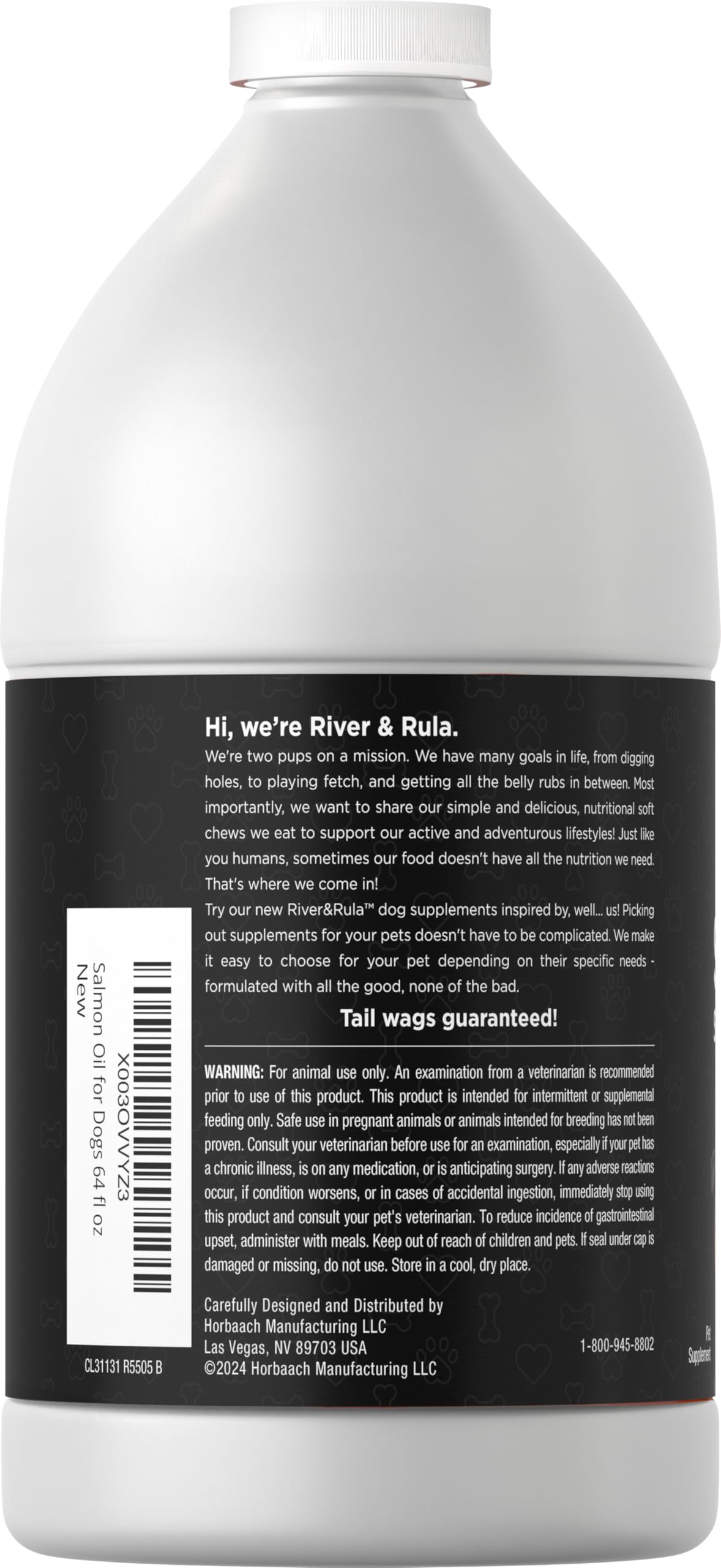 Horbaach Norwegian Salmon Oil for Dogs (64oz) - Supports Healthy Skin & Coat - Omega-3 EPA & DHA - Non-GMO, Gluten Free