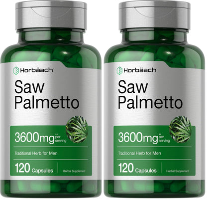 Horbäach Saw Palmetto Extract - 120 Capsules | Non-GMO & Gluten Free | Pack of 2