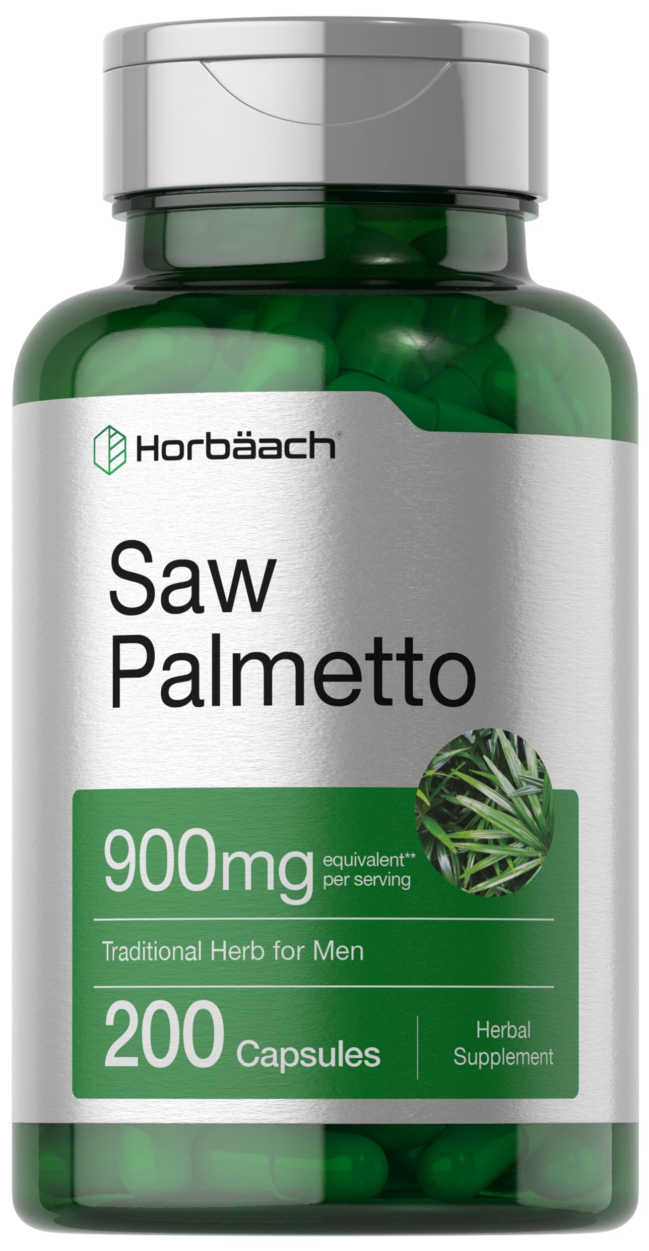 Horbaach Saw Palmetto Extract 900mg – 200 Capsules | Non-GMO & Gluten Free | Traditional Herb Supplement from Saw Palmetto Berries