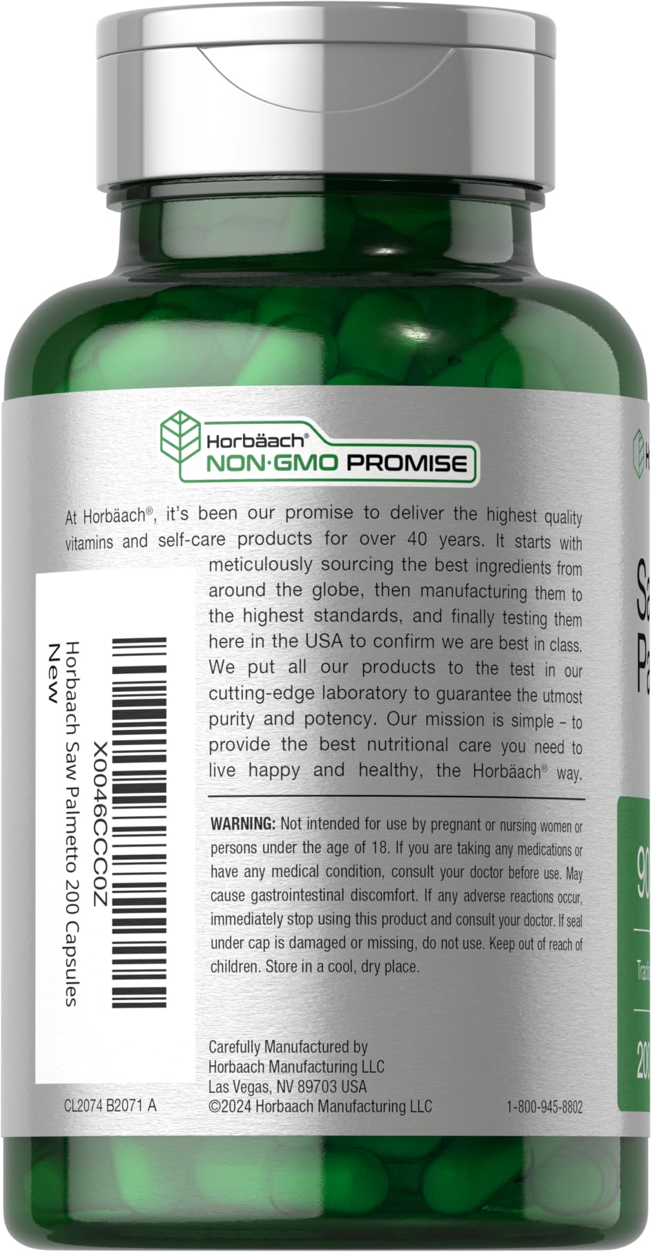 Horbaach Saw Palmetto Extract 900mg – 200 Capsules | Non-GMO & Gluten Free | Traditional Herb Supplement from Saw Palmetto Berries