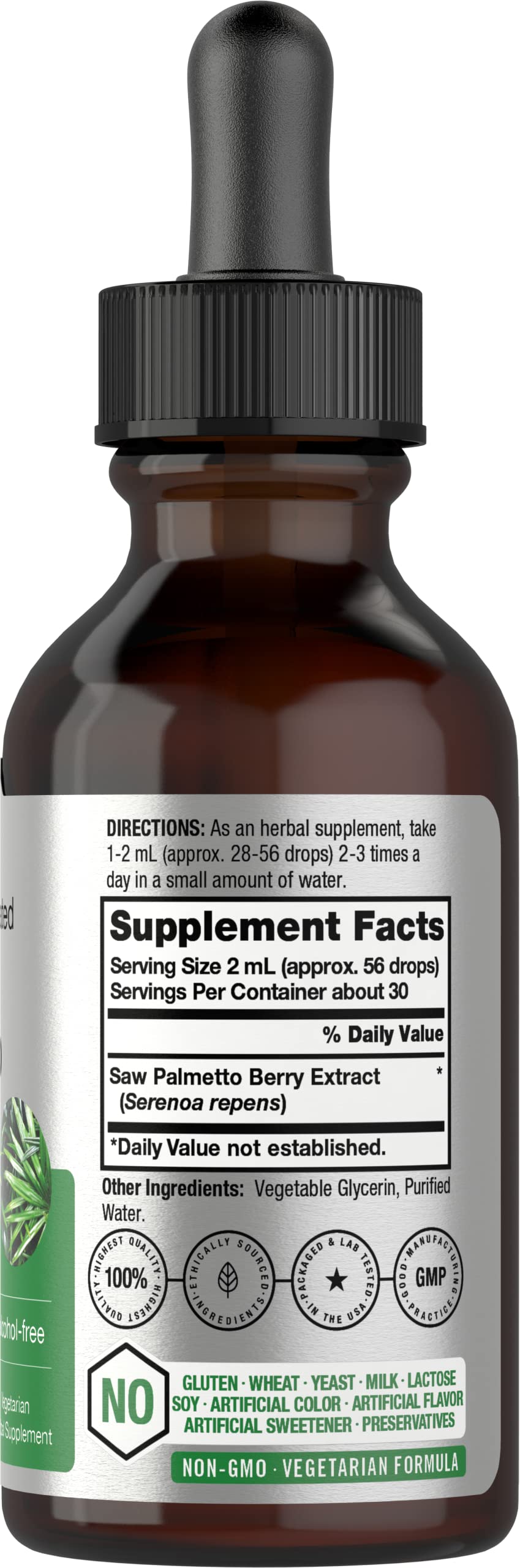 Horbäach Saw Palmetto Liquid Extract 2 fl oz – Alcohol Free, Vegetarian, Non-GMO, Gluten Free