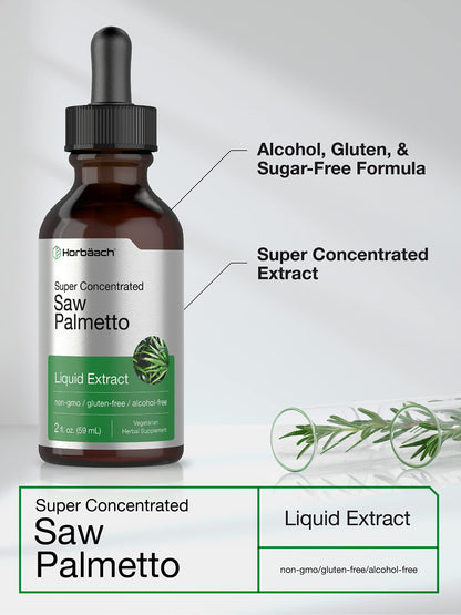 Horbäach Saw Palmetto Liquid Extract 2 fl oz – Alcohol Free, Vegetarian, Non-GMO, Gluten Free