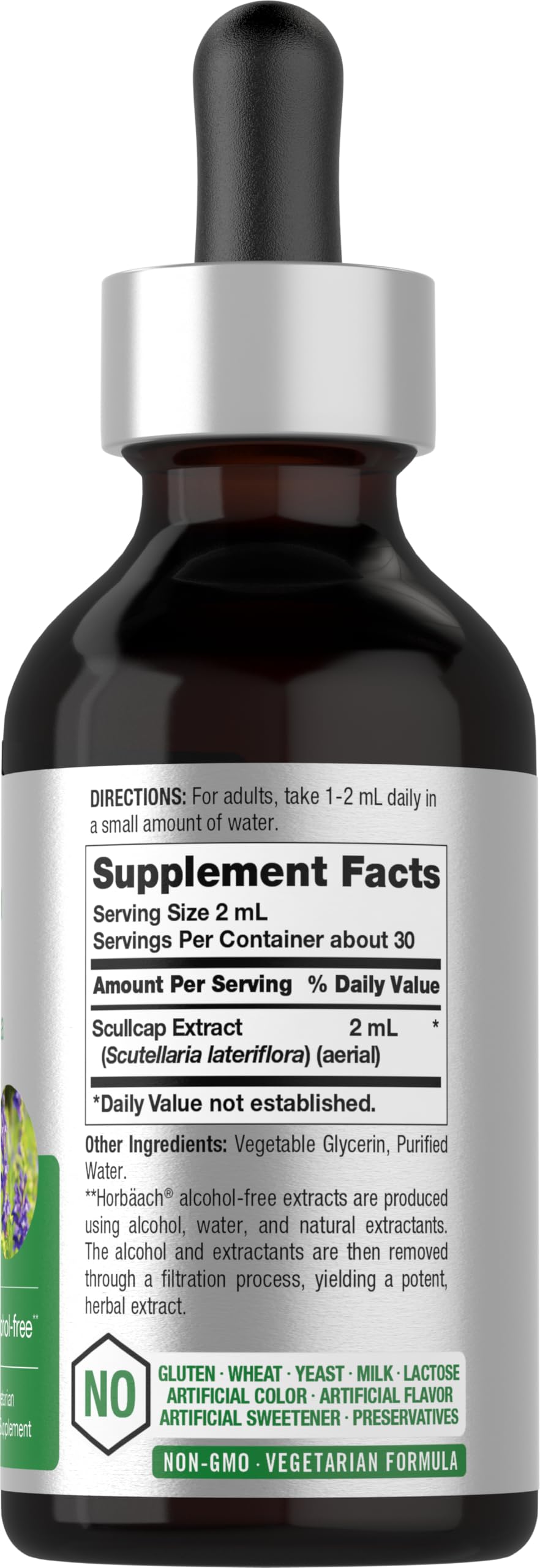 Horbaach Scullcap Herb Tincture - 2 fl oz - Alcohol-Free, Non-GMO & Gluten Free