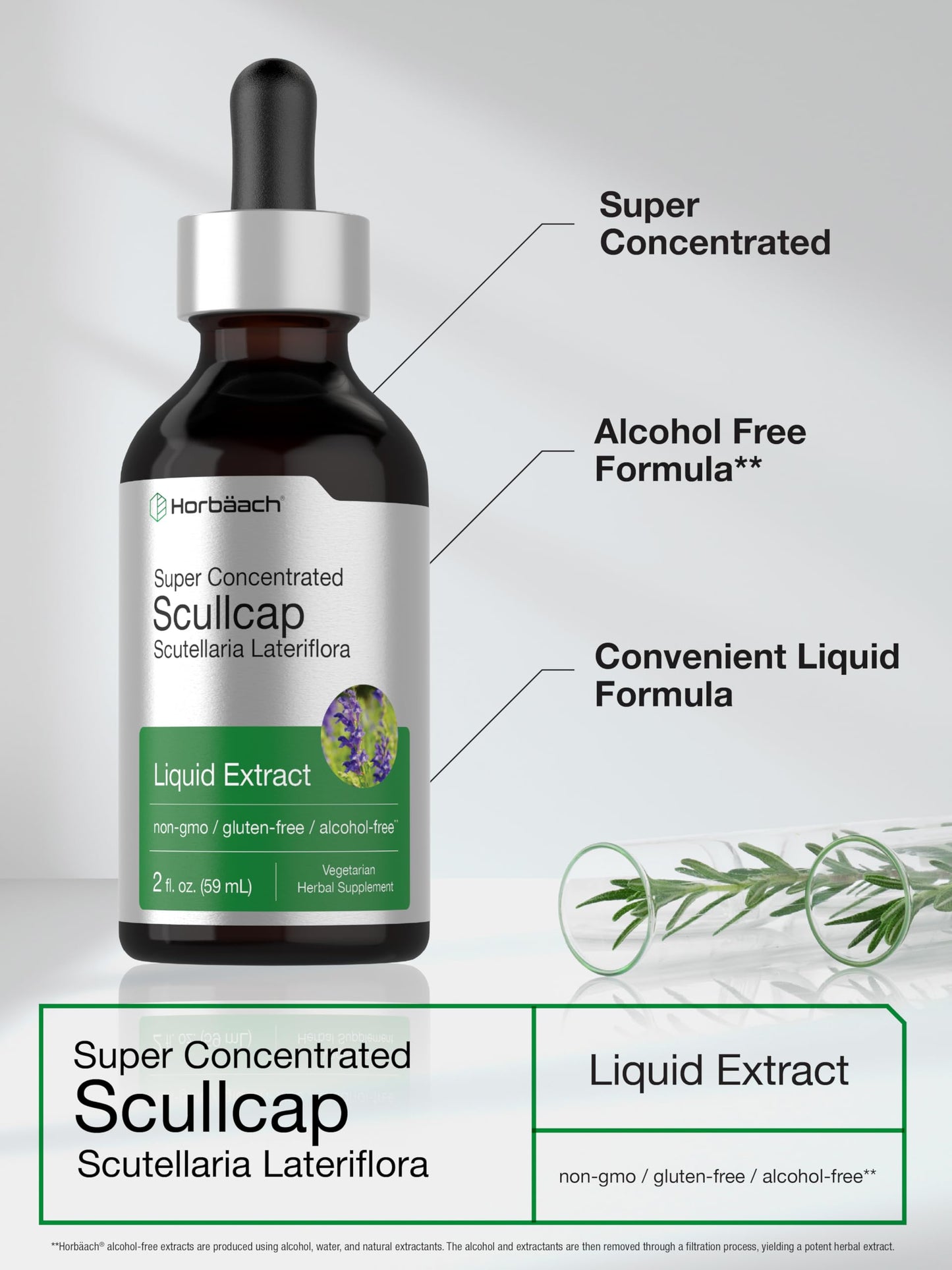 Horbaach Scullcap Herb Tincture - 2 fl oz - Alcohol-Free, Non-GMO & Gluten Free