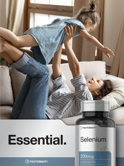 Horbäach Selenium 200 mcg Supplement – 120 Tablets | Non-GMO & Gluten Free