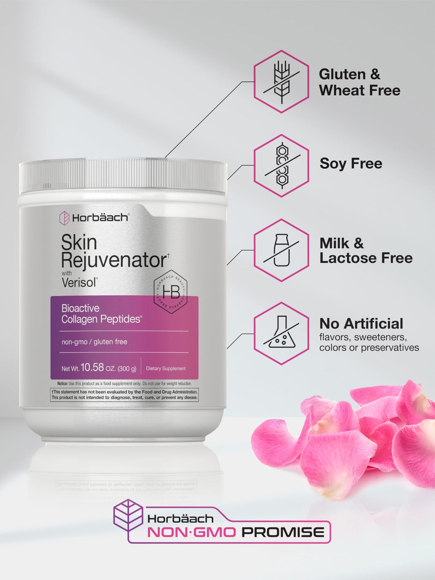 Horbäach Skin Rejuvenator with Verisol – Bioactive Collagen Peptides (Types I & III) 10.58 oz